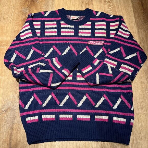 Vintage 1990's Men's SPYDER 100% Wool Active Boulder Ski Sweater Pullover Size M - Picture 1 of 16